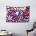 thumbnail image 1 of Doodle Tapestry, Love Sixties Inspired Arrangement of Various Retro Elements Heart Feather One Love, Wall Hanging for Bedroom Living Room Dorm Decor, 60W X 40L Inches, Multicolor, by Ambesonne, 1 of 2