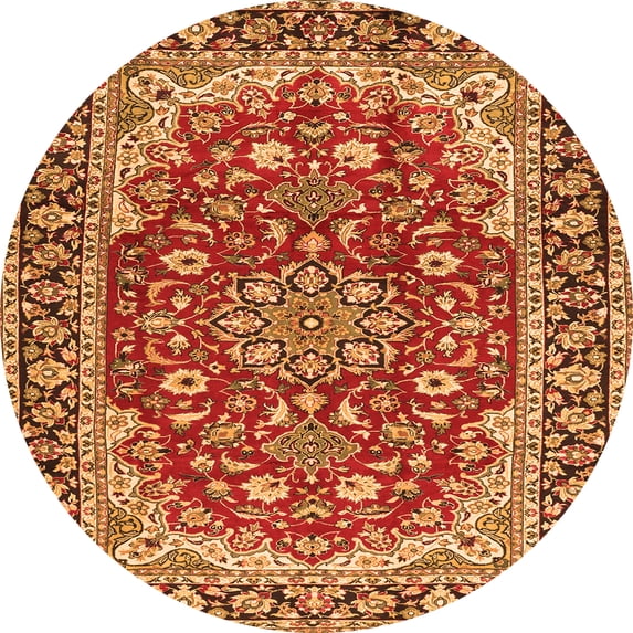 Ahgly Company Indoor Round Medallion Orange Traditional Area Rugs, 3' Round