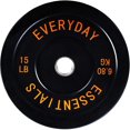 thumbnail image 2 of Everyday Essentials Olympic Bumper Plate Weight Plate with Steel Hub, Black, 370 lbs., 2 of 5
