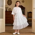 thumbnail image 4 of Miluxas Girls' Maxi Skirts Tiered Elastic Waist Long Flowy Swing Ruffle Pleated Casual Summer Skirts White 9-10 Years, 4 of 7