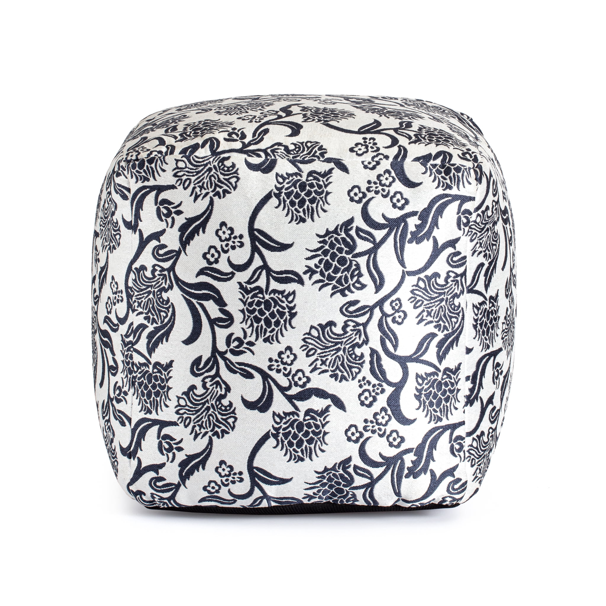 Chamonix Blue 18" x 18" x 18" Blue & Ivory Pouf