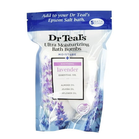 Dr. Teal's Ultra Moisturizing Bath Bombs, Lavender, 5 Count, 1.6