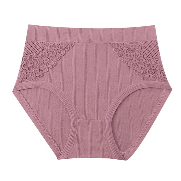 Seductiva Women Pantie Women Solid Color Cotton V Neck High Waist Lace Abdominal Briefs 0 1PC