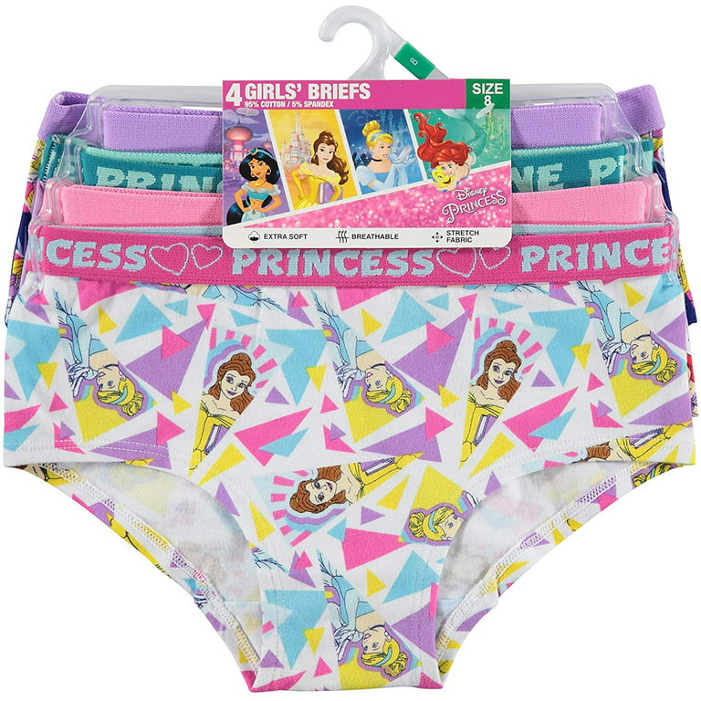 Disney Girls' Big Princess 4pk Supersoft Reactive Print Panties, 8
