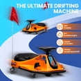 thumbnail image 6 of 24V Kids Electric Drifting Go Kart with High/Low Speed, 360 Degrees Rotating Ride On Drift Car with Flashing Lights, Flag, Music, Bluetooth for Ages 3+, 6 of 8