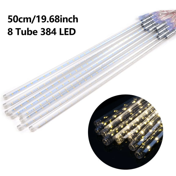 LUXMO Meteor Shower Rain 50cm 8 Tubes 348 LED Lights Christmas Snow Falling Icicle LED String Lights Cascading Lighting for Wedding Garden Trees Patio Decoration(Warm White)