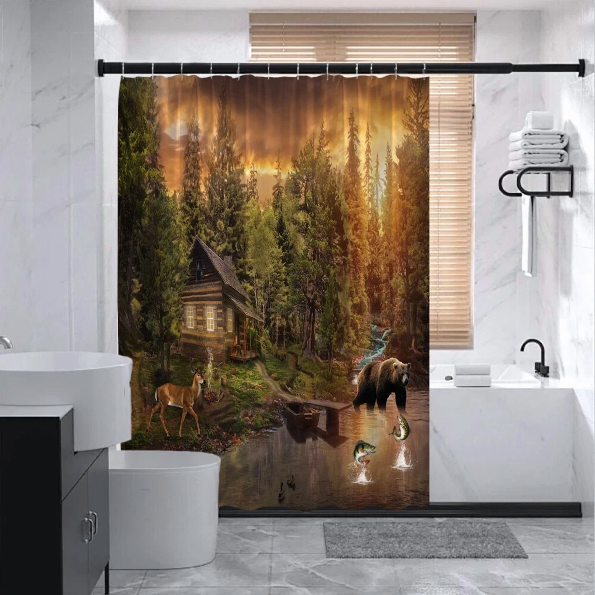 BUTTERFLY- 1Pc Shower Curtain -Polyester Fabric- 70.8X70.8 Inches With Hooks-6524A