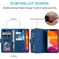 thumbnail image 2 of Funda tipo cartera para iPhone 6 iPhone 6s, 9 ranuras para tarjetas, bolsillo con cremallera, funda de piel sintética, color azul, 2 of 5