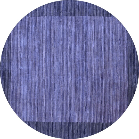 Ahgly Company Indoor Round Abstract Blue Contemporary Area Rugs, 7' Round