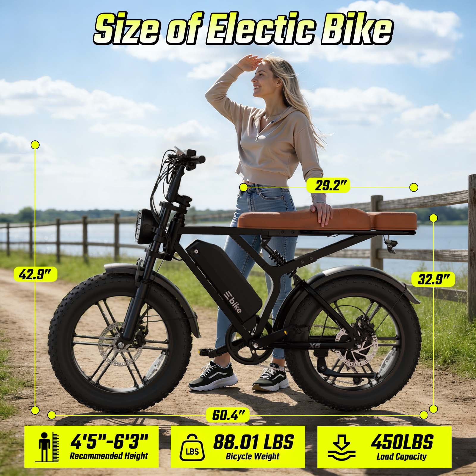 SISIGAD Electric Bike for Adults,20"x4.0 Fat Tire E Mountain Bicycle,Peak 1500W Motor 48V15Ah Battery UL2849