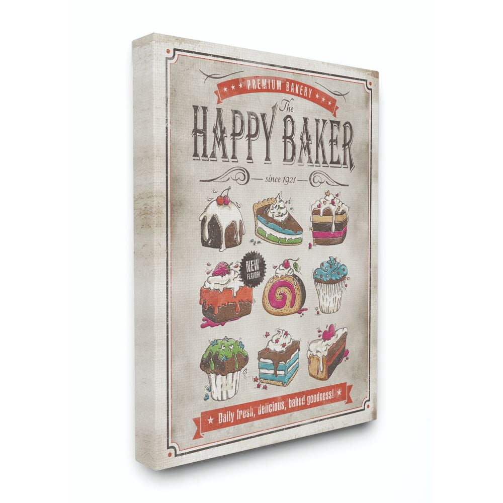 Stupell Industries Happy Baker Vintage Comic Book Design Canvas Wall Art by Ester Kay