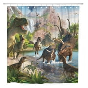 SUTTOM Dinosaurs Park Mountain Bathroom Shower Curtain 60x72 inch