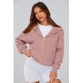 thumbnail image 3 of Sudadera PRETTYGARDEN con cierre y capucha, manga larga, rosa polvoriento, talla S, 3 of 7