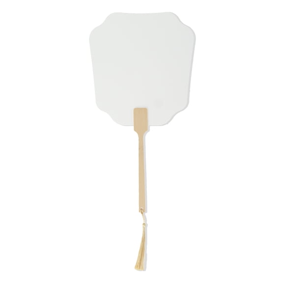 Unique Bargains 1 Pc Portable Double-Sided Long Handle Round Flying Fairy Folding Fan for Wedding Xuan Paper Bamboo White [Double-Sided Long Handle Round Flying Fairy]