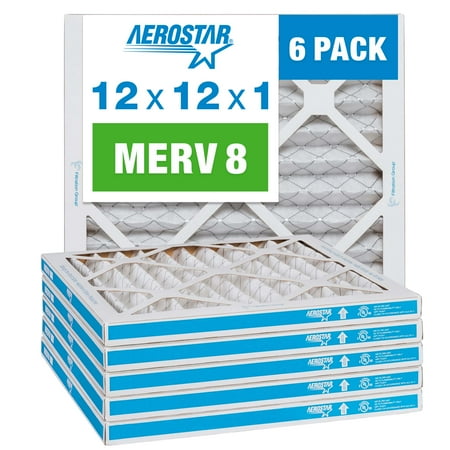 

Aerostar 12x12x1 MERV 8 Pleated Air Filter AC Furnace Air Filter 6 Pack