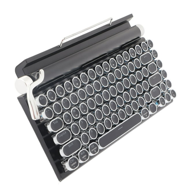 Clavier de Jeu Mécanique, Clavier Étanche 83 Touches avec Éclairage RVB, Clavier Style Machine à Écrire Rétro avec Capuchons de Touches Ronds, pour PC Portable Tablette Téléphone