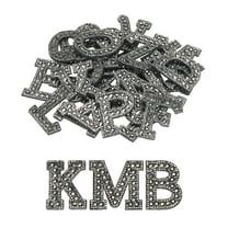 Uxcell Iron on Patch Decorative A-Z Dark Black Glitter Alphabet Applique Rhinestone English Letter 26 Pack