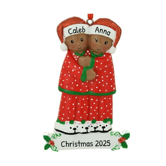 Personalized African American Married Couple Christmas Ornament 2024 1 Count - Ornaments by Elves