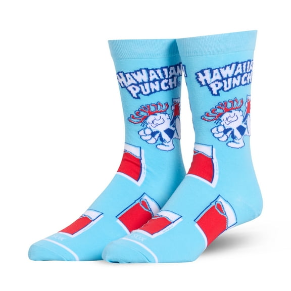 Cool Socks – Hawaiian Punch Glasses Crew Socks – Size Large for Men & Women – Punchy Mascot Graphic