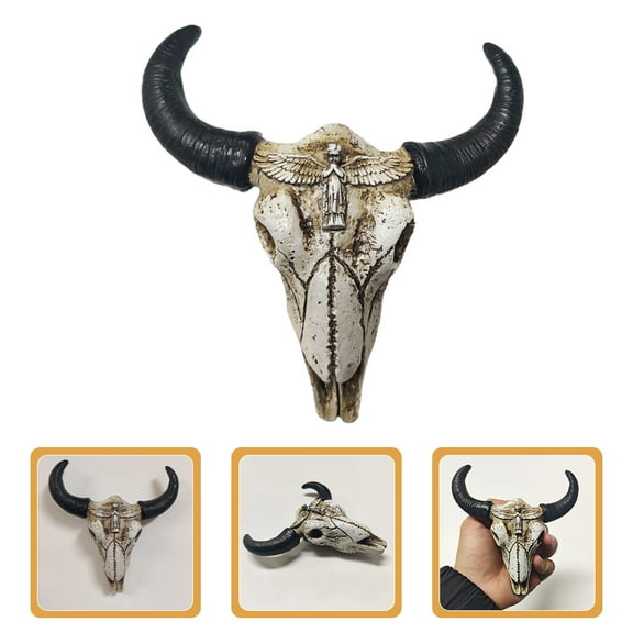 OUNONA Mini Cow Wall Hanging Decor, Rustic Western Farmhouse Style, Bar and Holiday Decoration