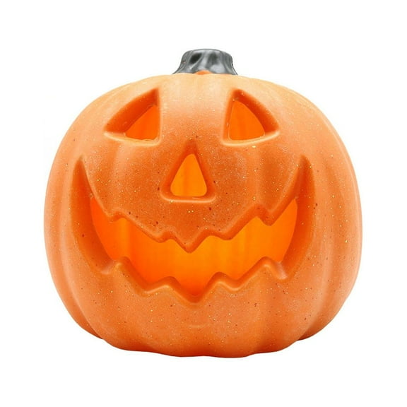 Fridja Halloween Decor LED Pumpkin Lantern Scene Layout Home Decoration Halloween Decorations Light Up Pumpkin 3D Fall Resin Pumpkin Battery Operated Orange