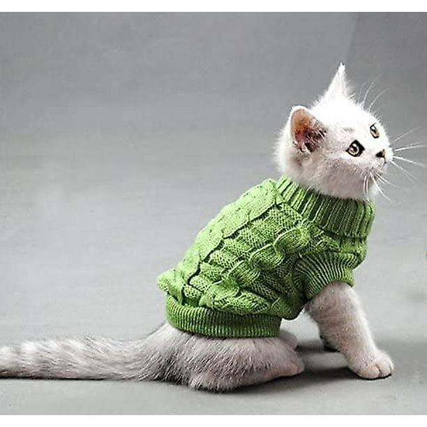 Suéter para Gato, ropa para gatitos, perros pequeños, ropa para gatos con cuello alto, jersey suave y cálido, apto para gatitos