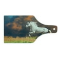 thumbnail image 2 of Horses Cutting Board, Andalusian Horse with a Majestic Dust Cloud Background Strong Desires Photo, Tempered Glass Cutting and Serving Board, Wine Bottle Shape, White Orange Green, by Ambesonne, 2 of 5