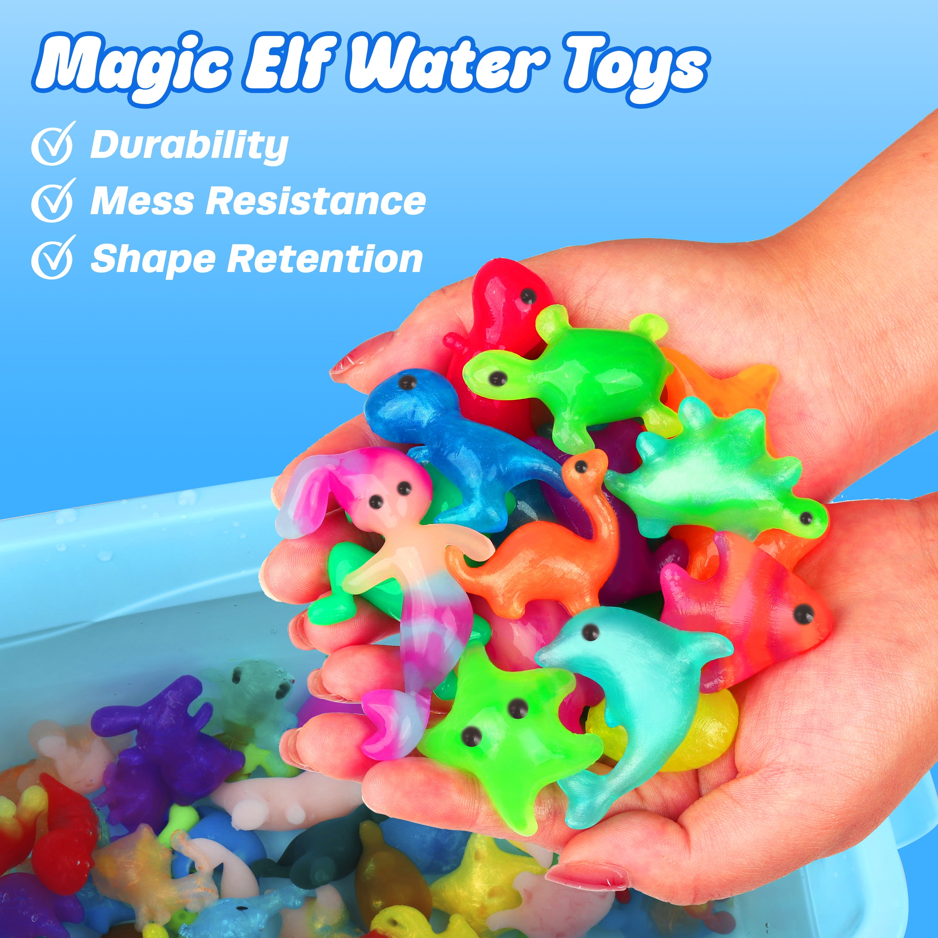 Mocoosy 20 Colors Magic Fairy Water Gel Toy Kit for Kids, Aqua Elf Water Gel Kit with 20 Magic Gels & 16 Squishy Maker Molds, Magical Squishy Paint Set Art Crafts STEM Game Activities for Boys Girls
