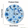 thumbnail image 2 of ZXCXRQFa Blue Dragonfly Flower Wood Wall Clock Silent Non-Ticking Kitchen Desk Clock Battery Operated Analog Decorative Round Clocks 10 in Garden Home Decor, 2 of 7