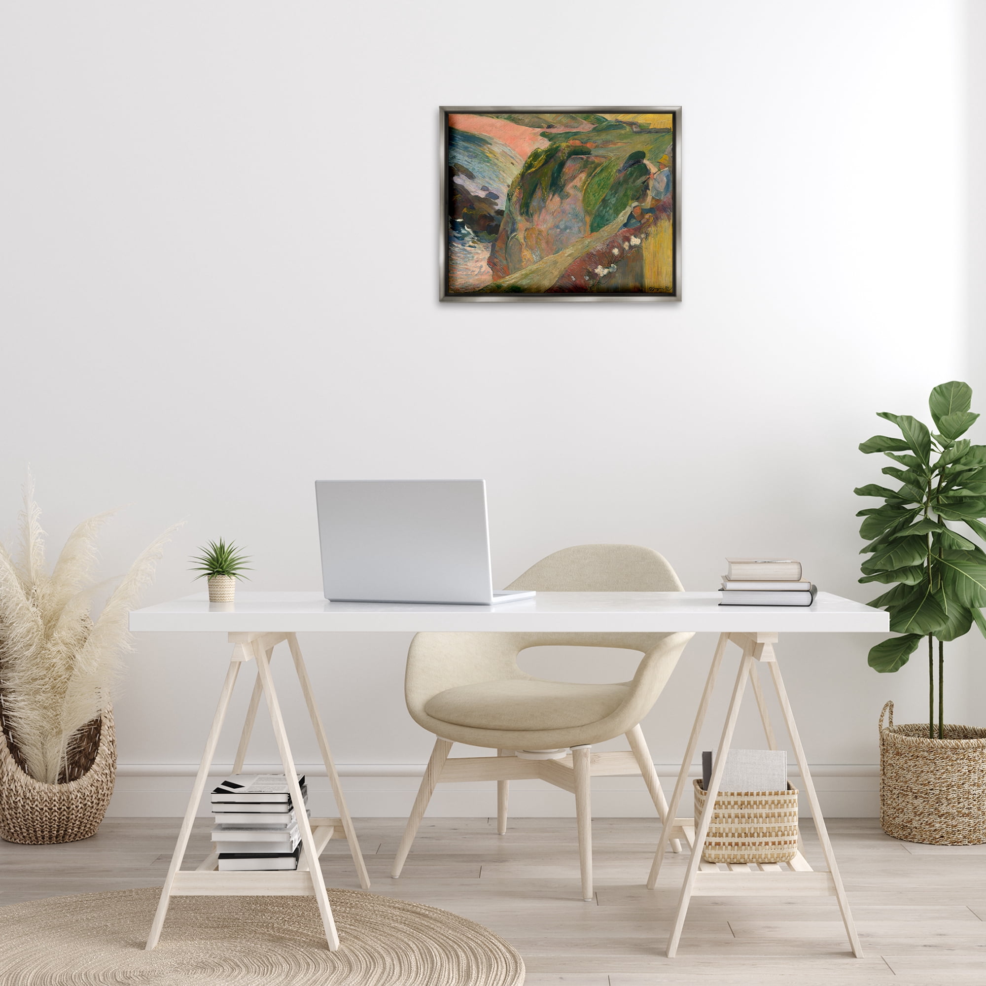 Stupell Industries Classic Gauguin Above The Sea Abstract Painting Gray Floater Framed Canvas Art Print Wall Art, 21 x 17