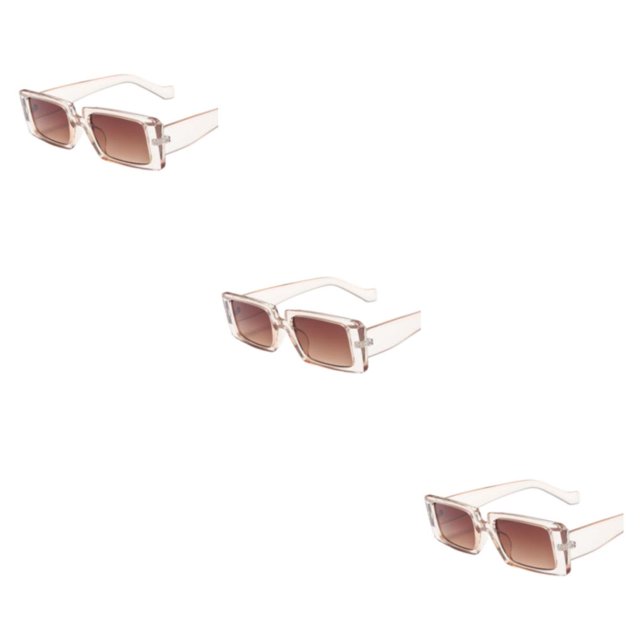 kurtrusly Rectangular Lightweight Frame Protection For Fashionable Look PC Materials Eyeglasses Champagne frame 3Set