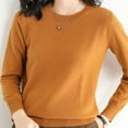 thumbnail image 4 of TANGNADE Light Sweaters for Women Long Sleeve Crew Neck Lightweight Soft Knitted Pullover Blouse, Orange S, 4 of 6