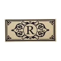 Evergreen Cambridge Monogram Burlap Sassafras Indoor Outdoor Switch Doormat Letter R 1'10"x10" Brown