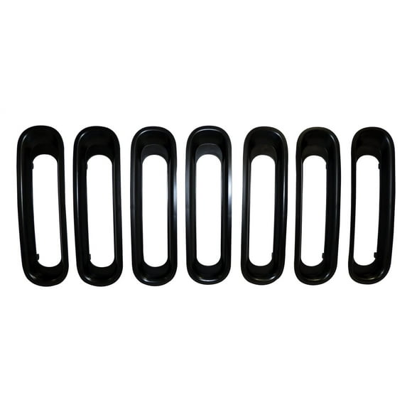 Fits 2007-2018 Jeep Wrangler JK Crown Automotive Grille Insert RT26056 RT Off-Road; 7 Piece Vertical Inserts; Jeep Style Slot Inserts; Painted; Black; Plastic