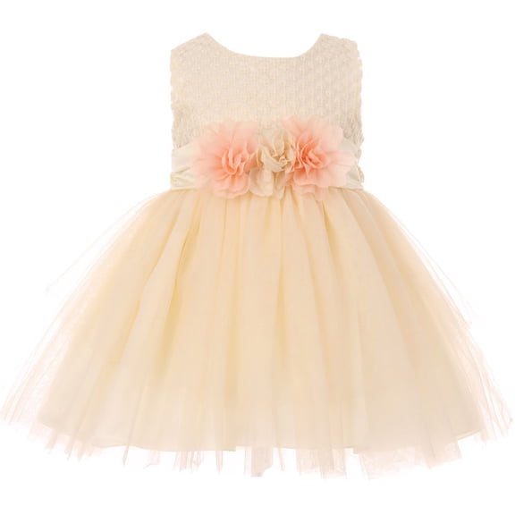 Baby Girl Sleeveless Lace Tulle Infant Toddler Baby Flower Girl Dress Ivory S CC 9042B BNY Corner