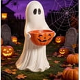 thumbnail image 4 of AZXY 11.8" Standing Ghost Statue with Pumpkin Candy Bowl Halloween Decorations, Halloween Party Decor, Home Office Tabletop Ornament,Ghost Halloween Decor Supplies for Holiday Trick or Treat Display, 4 of 4
