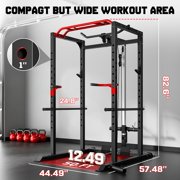 Forgemus Squat Rack for Home Gym,2000lbs Power Rack Squat Machine with LAT Pulldown and More Training Attachments,Weight Rack with Adjustable Pulley System for Full Body Workout,Black