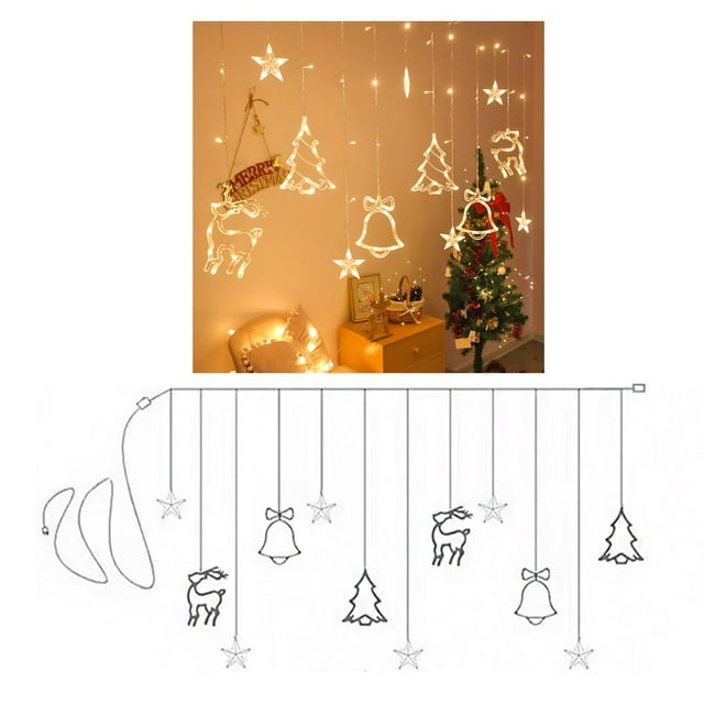 Curtain Twinkle Starry Light 11.5FT USB Remote Led Window Curtain String Light for Wedding Party Halloween Christmas Decorations