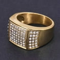 thumbnail image 4 of 14K Yellow Gold CZ Big Ring For Men Golden Color Iced Out Charm Square Ring Cool Hip Hop Jewelry For Gifts, 4 of 6