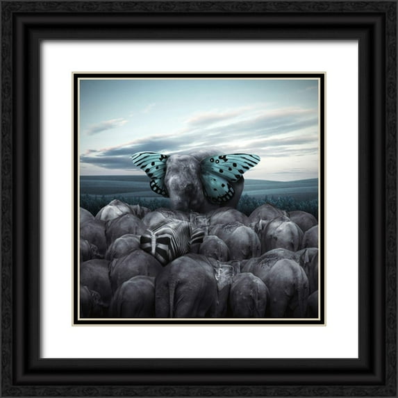 Hardibudi 12x12 Black Ornate Wood Framed with Double Matting Museum Art Print Titled - Hail to the King