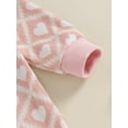 thumbnail image 6 of Suealasg Infant Baby Girl Valentine’s Day Sweater Romper Casual Long Sleeve Button Down Heart Print Jumpsuit 3M 6M 12M 18M 24M Newborn Girls Valentine’s Day Bodysuit, 6 of 9