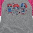 thumbnail image 3 of LOL Surprise! Dolls - Fourth of July - Red, White, & Blue Dolls - Toddler & Youth Girls Raglan Graphic T-Shirt, 3 of 5