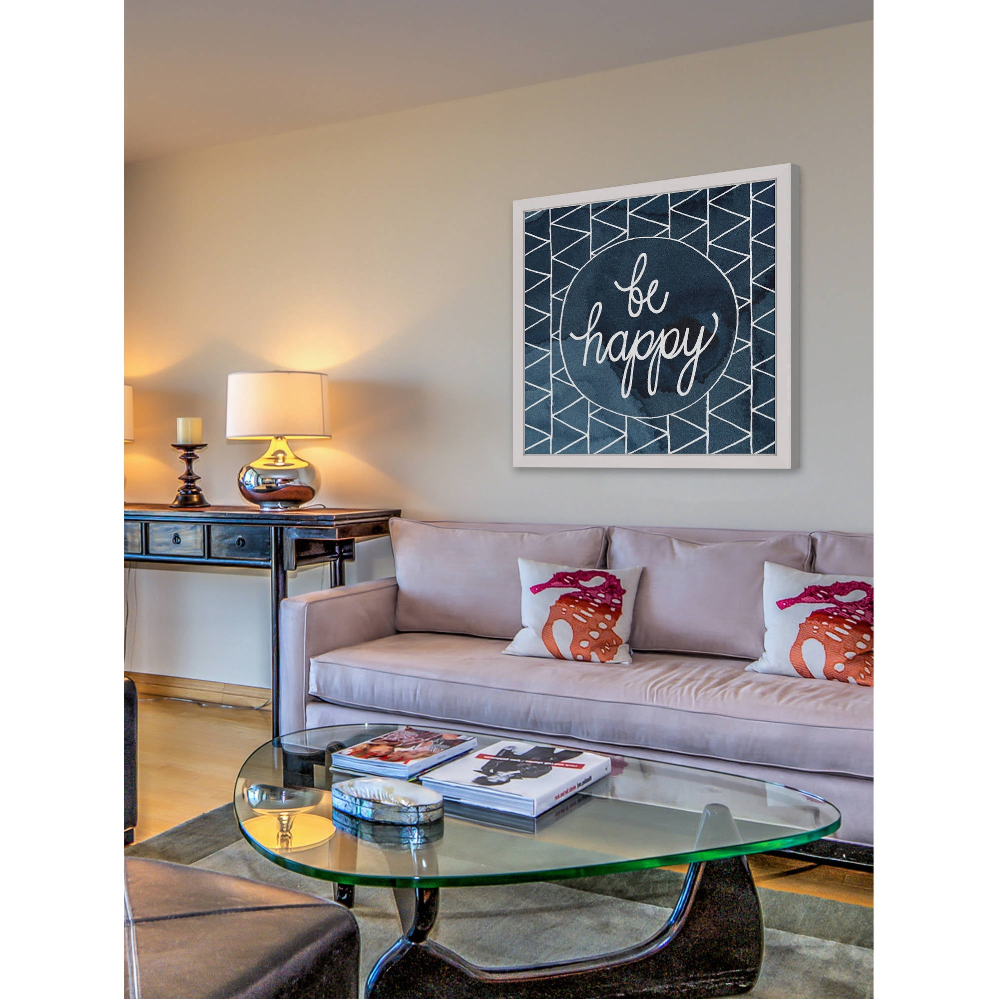 Marmont Hill "Be Happy Circle" Framed Painting Print
