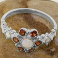 thumbnail image 5 of LBG British Made 14k White Gold Ring with Natural Opal & Garnet Womens Anniversary Ring - 33 size options - Size 4, 5 of 7