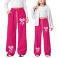 thumbnail image 2 of MUXiin Toddler Sweatpants Girl Bowknot Baggy Y2k Parachute Track Pants Elastic Waist Athletic Joggers Sweat Pants Open Bottom Trendy Sweat Pants with Pockets Back To School Clothes for Girls, 2 of 9
