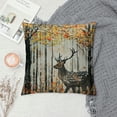 thumbnail image 2 of Creowell Deer Throw Pillow Cushion Cover, Deer in Forest Autumn Colors Trees Foliage Wilderness Seasonal Artwork, Decorative Square Accent Pillow Case 18x18in, 2 of 5