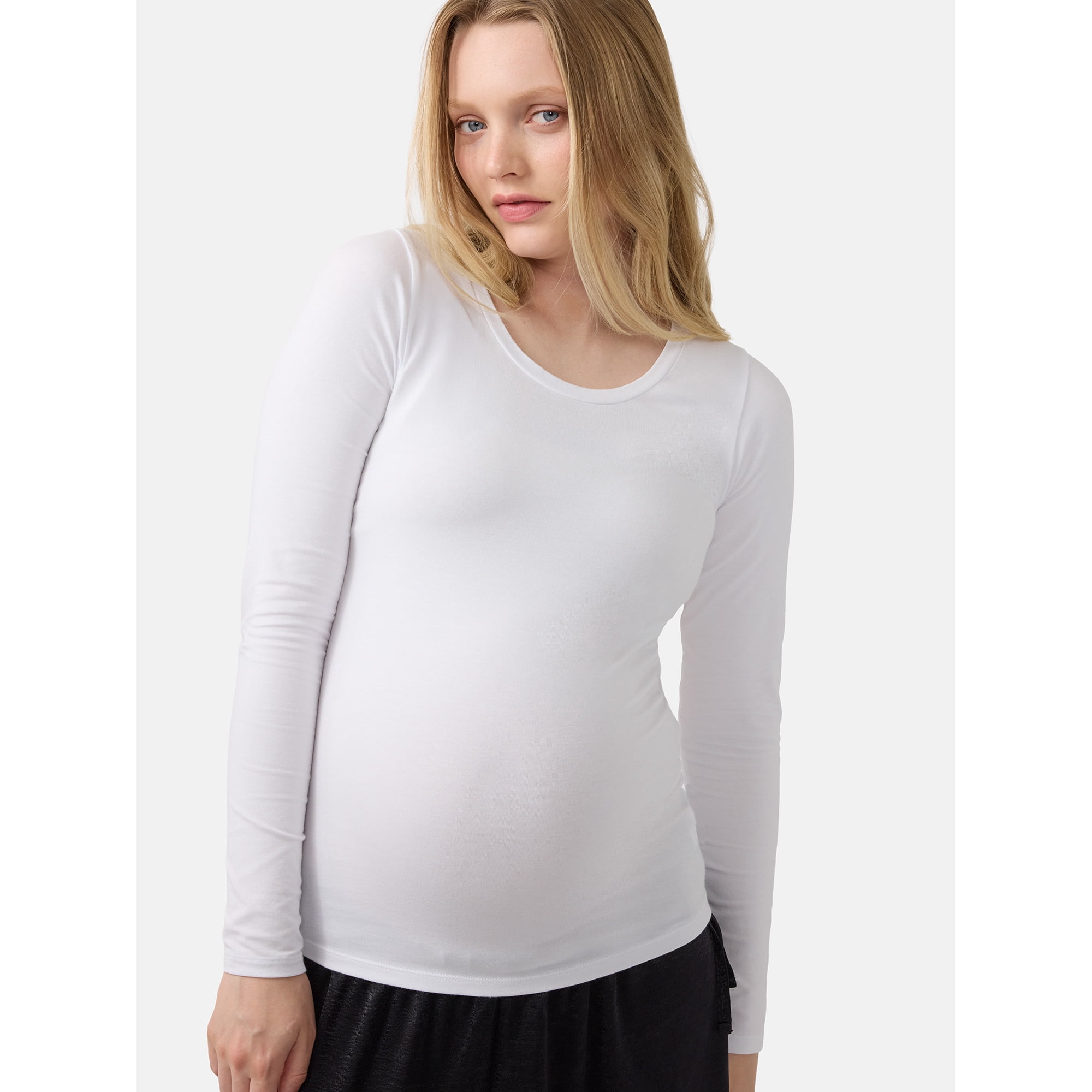 Ingrid & Isabel For Every Belly Women's Maternity Scoop Tee with Long Sleeves, Sizes S-XXL