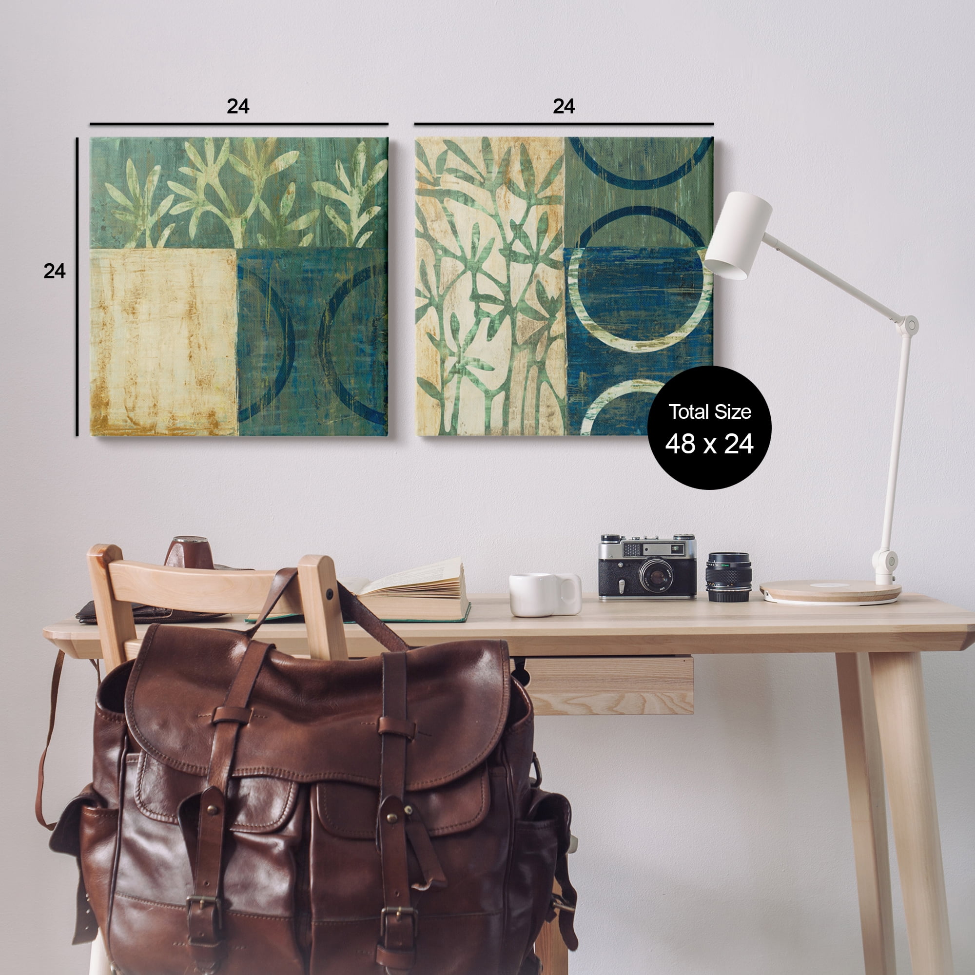 Stupell Industries Modern Botanical Shapes Abstract Painting Gallery Wrapped Canvas Print Wall Art, 24 x 24, Set of 2