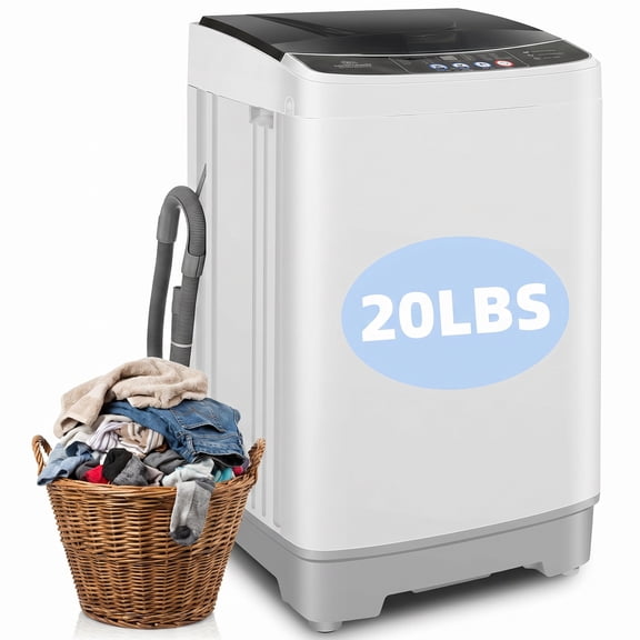 Veeboto Portable Washing Machine, Upgrade 20LBS Large Capacity Full Automatic Washing Machine, 2.8 Cu.ft Laundry Machine with 10 Programs and 8 Water Levels for Home, Apartment, Dorms