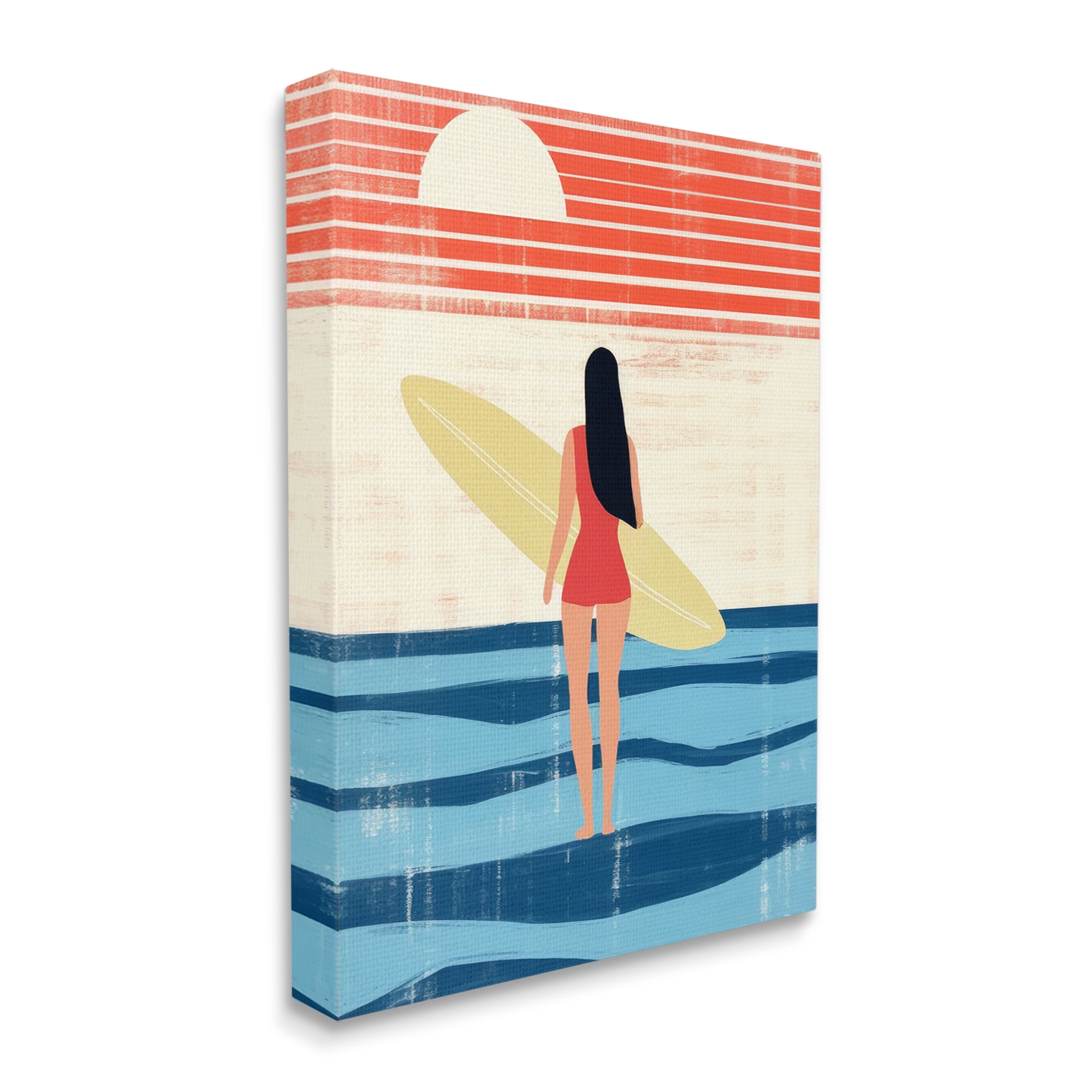 Stupell Industries Rustic Surfer Girl Abstraction Abstract Painting Gallery Wrapped Canvas Art Print Wall Art, 36 x 48